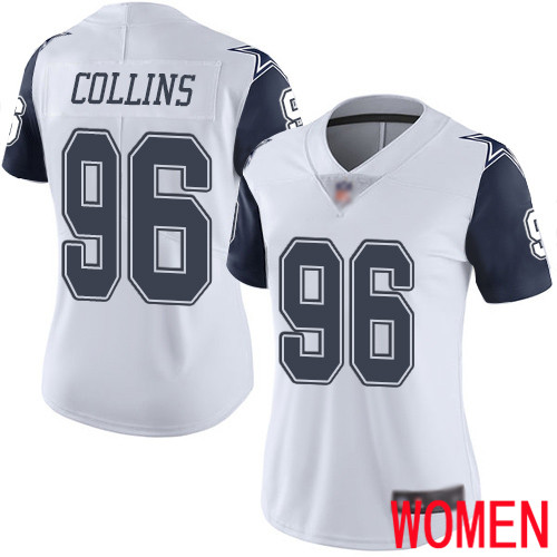 Women Dallas Cowboys Limited White Maliek Collins #96 Rush Vapor Untouchable NFL Jersey